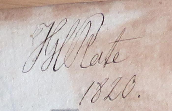 - (Plate, [...]), Von Hand: Name, Datum; '[...] Plate 1820.'. 