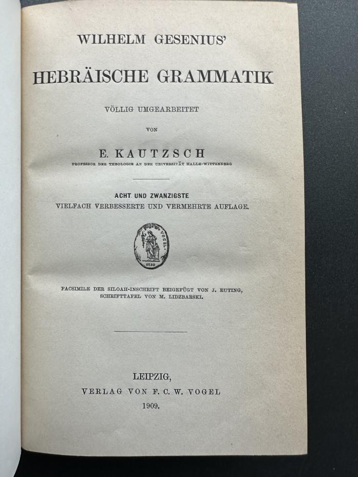 12 P 17&lt;28&gt; : Hebräische Grammatik (1909)