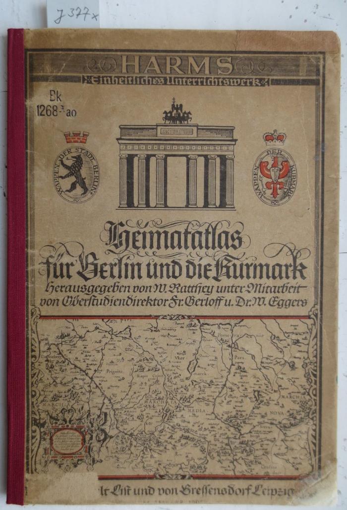 Bk 1268 ao: Heimatatlas für Berlin und die Kurmark (1937)