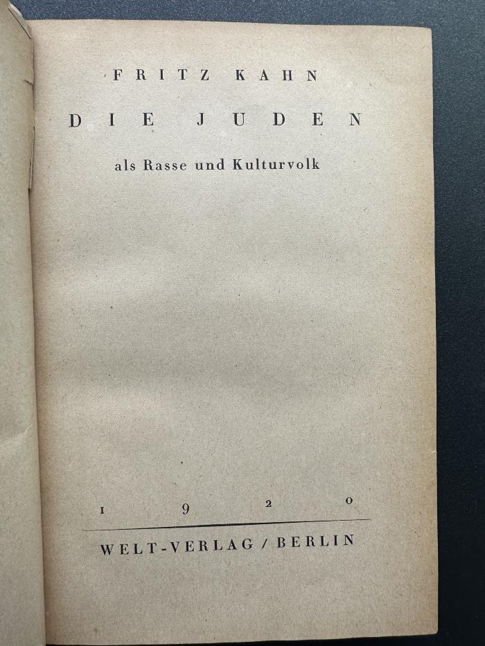 13 P 144 : Die Juden als Rasse und Kulturvolk (1920)