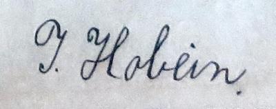 - (Hobein, I.), Von Hand: Name; 'I. Hobein'. 