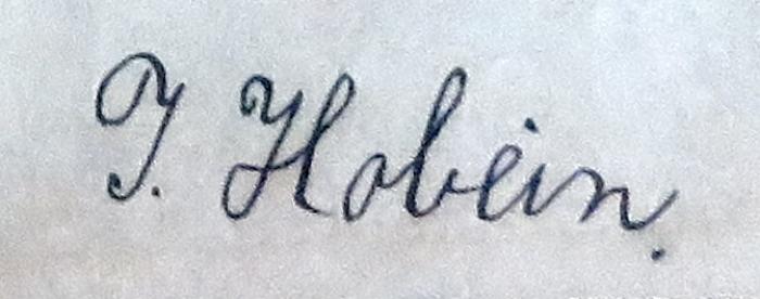 - (Hobein, I.), Von Hand: Name; 'I. Hobein'. 