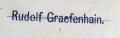 - (Graefenhain, Rudolf), Stempel: Name; 'Rudolf Graefenhain'. 