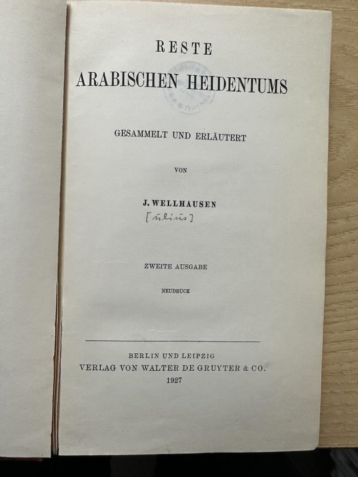 9 P 86&lt;2+&gt; : Reste arabischen Heidentums (1927)