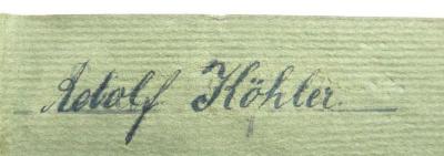- (Köhler, Adolf), Von Hand: Autogramm; 'Adolf Köhler'. 