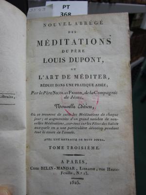  Nouvel Abrégé Des Méditations Du Père Louis Dupont (1825)