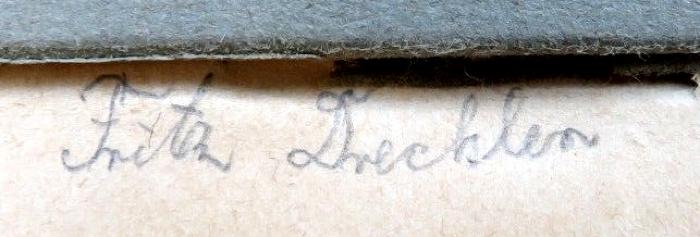 - (Drechsler[?], Fritz), Von Hand: Autogramm; 'Fritz Drechsler[?]'. 