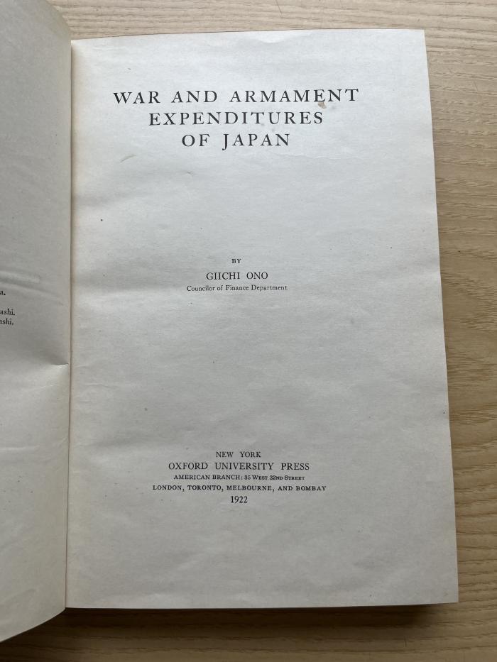 13 P 270 : War and armament expenditures of Japan (1922)