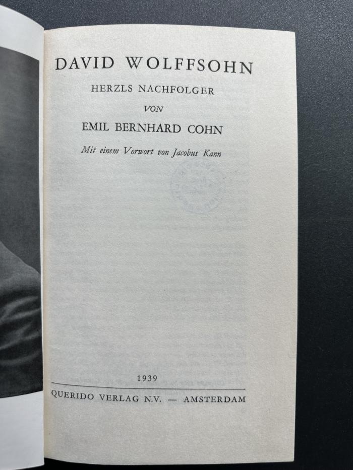 14 P 180 : David Wolffsohn : Herzls Nachfolger (1939)