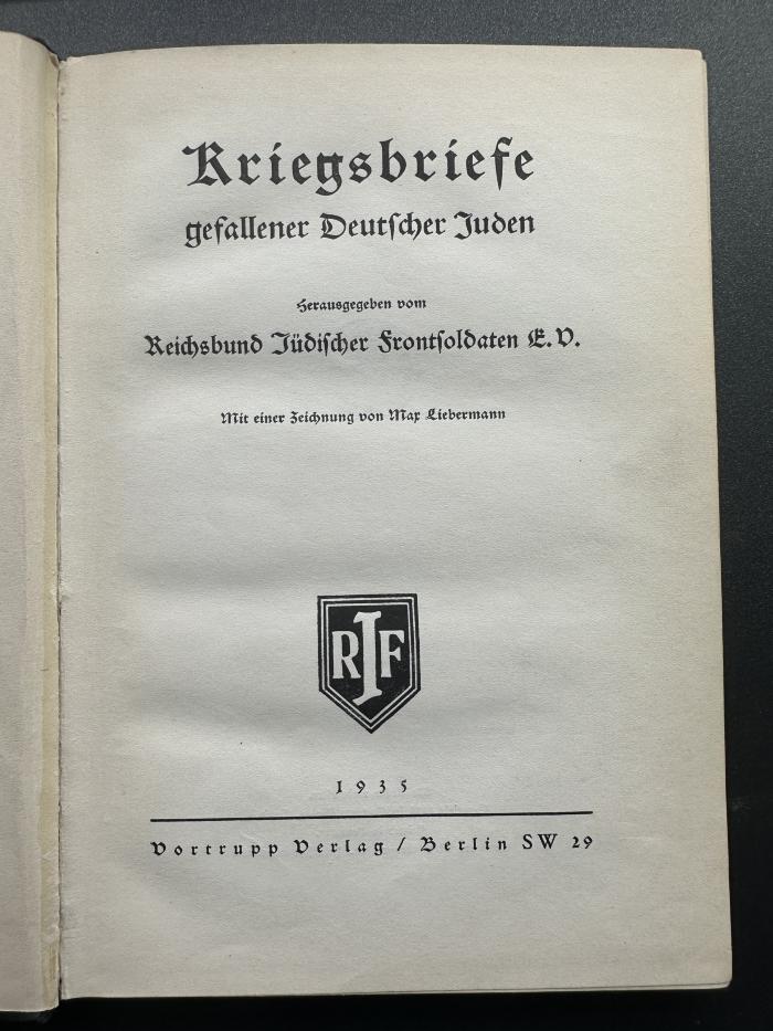 14 P 176 : Kriegsbriefe gefallener deutscher Juden (1935)