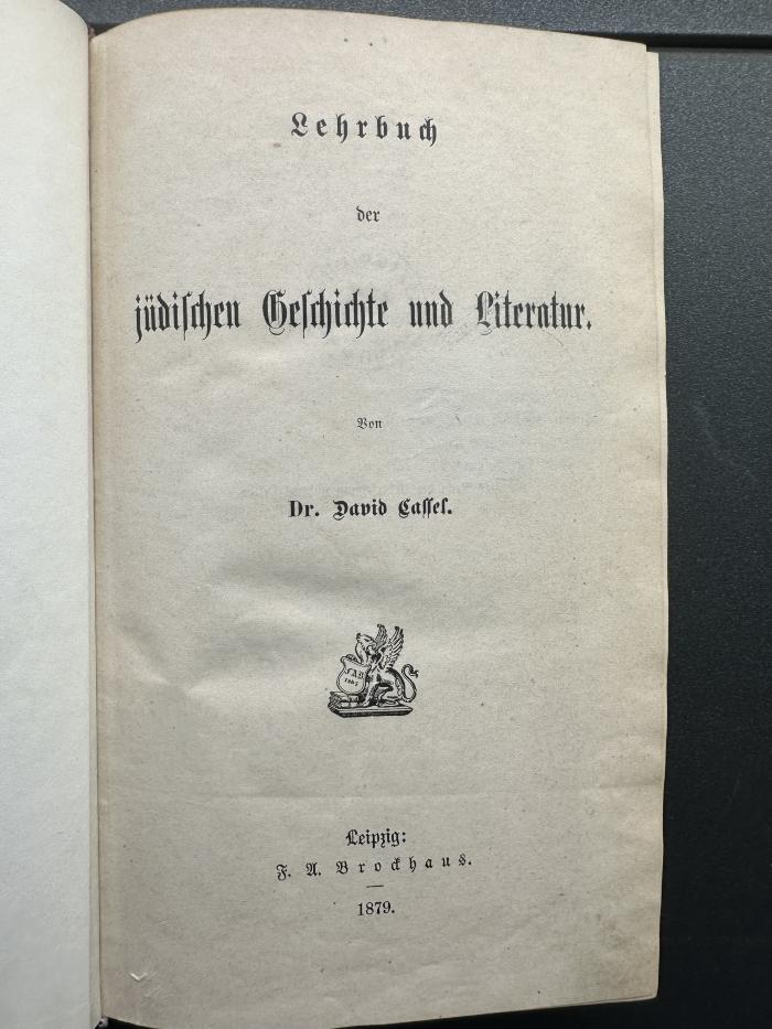14 P 139 : Lehrbuch der jüdischen Geschichte und Literatur (1879)