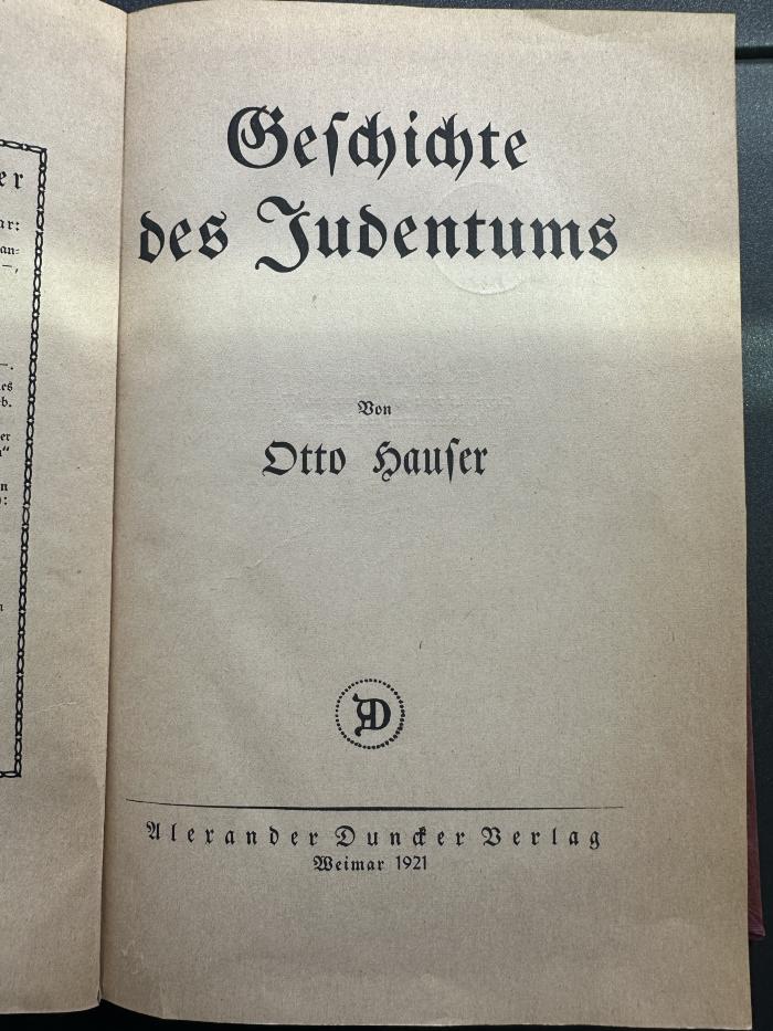 15 P 4 : Geschichte des Judentums (1921)