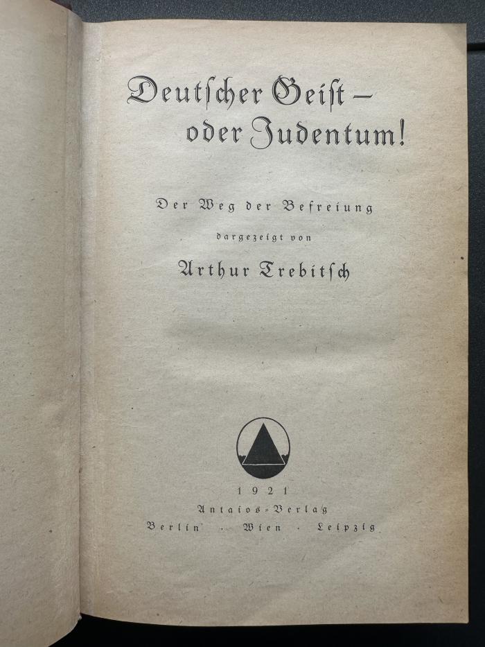 14 P 258 : Deutscher Geist - oder Judentum! : der Weg der Befreiung (1921)