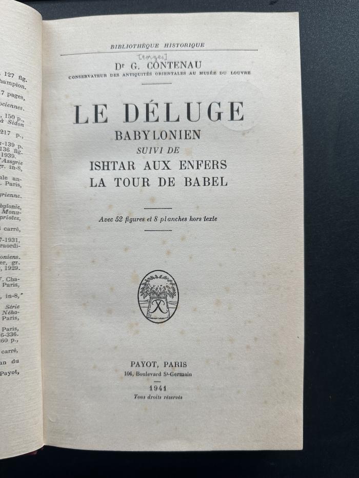 15 P 40 : Le Déluge babylonien, suivi de Ishtar aux enfers, La tour de Babel (1941)