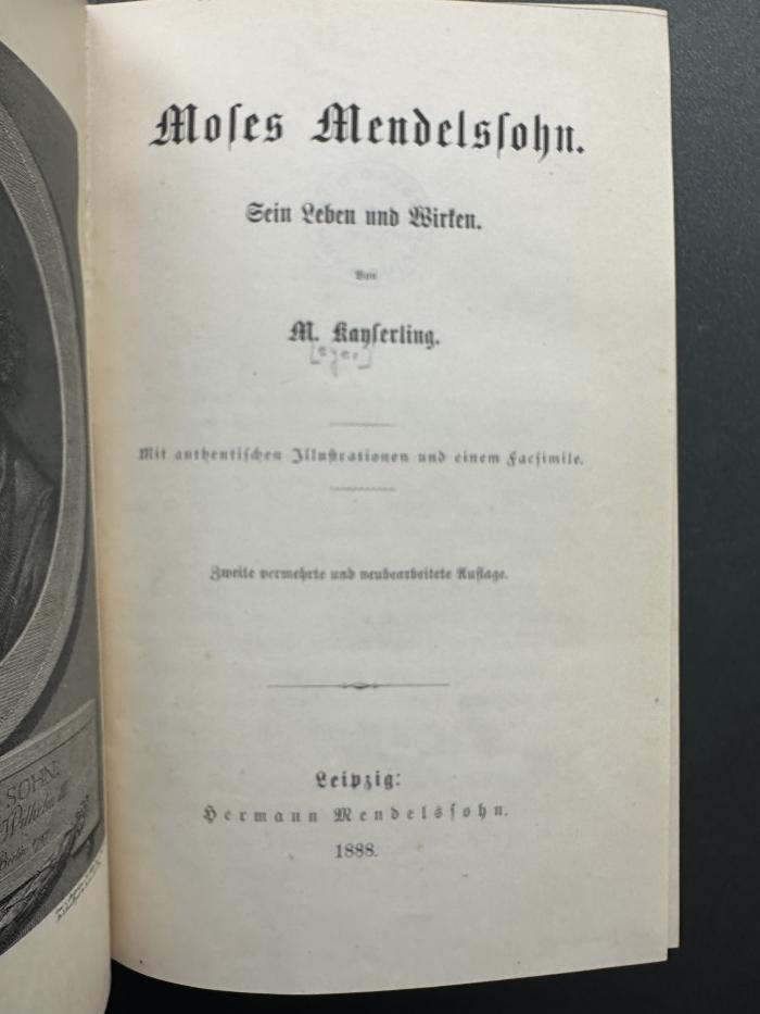 15 P 79&lt;2&gt; : Moses Mendelssohn : sein Leben und Wirken (1888)
