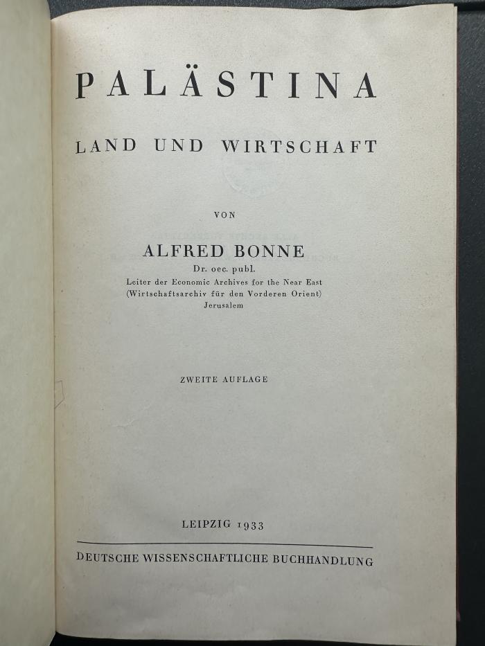 15 P 61&lt;2&gt; : Palästina : Land und Wirtschaft (1933)