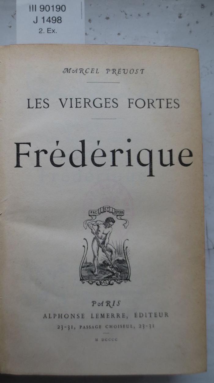 III 90190: Les Vierges Fortes Frédérique (1900)