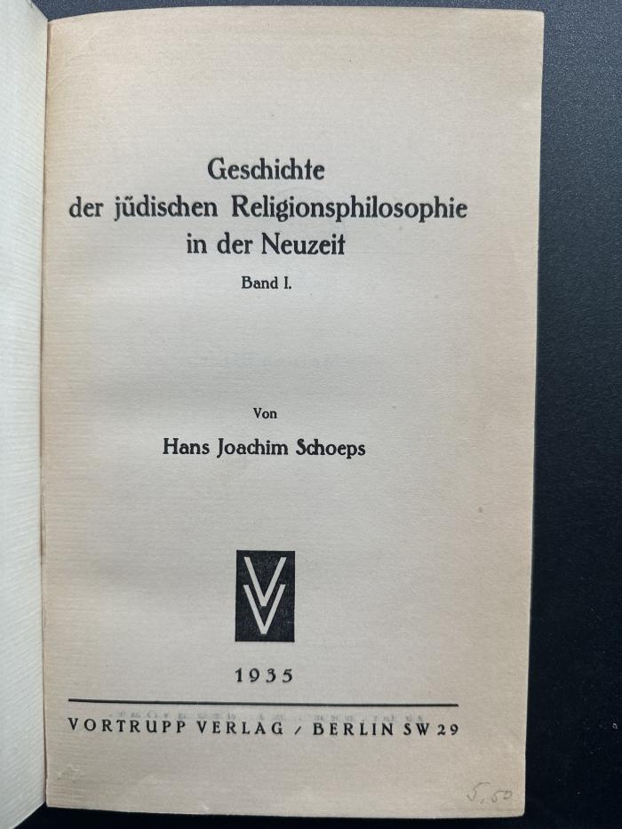 15 P 121-1 : Geschichte der jüdischen Religionsphilosophie in der Neuzeit. 1 (1935)