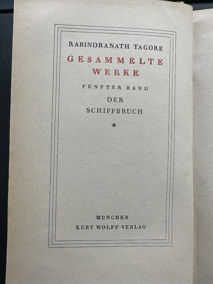 15 P 152-5 : Gesammelte Werke. 5, Der Schiffbruch : Roman (1921)