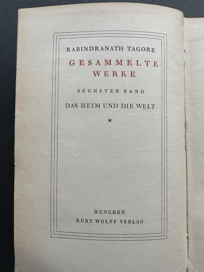 15 P 152-6 : Gesammelte Werke. 6, Das Heim und die Welt : Roman (1921)