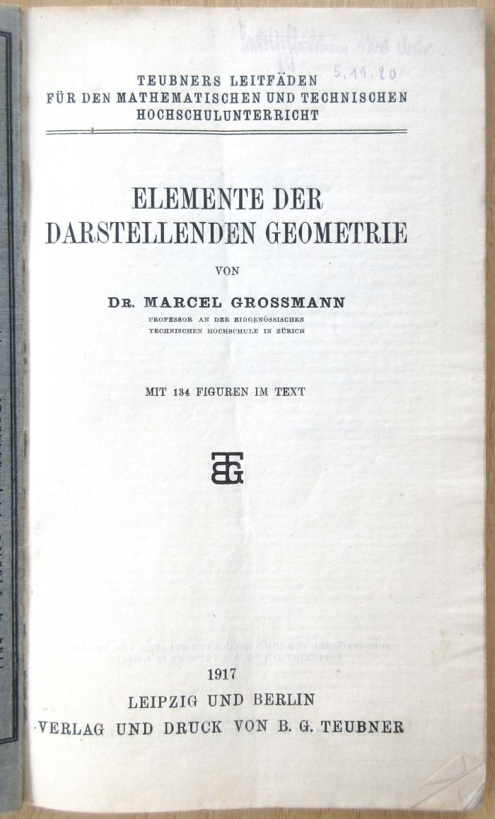 18/80/41255(4) : Elemente der darstellenden Geometrie (1917)