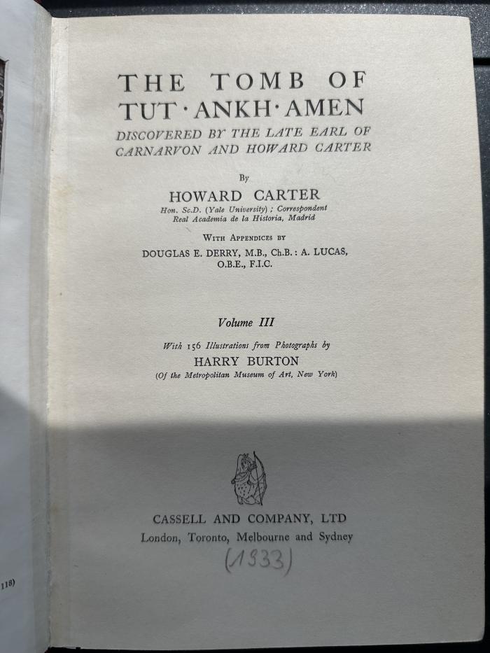 15 P 193-3 : The Tomb of Tut-Ankh-Amen. 3. (1933)