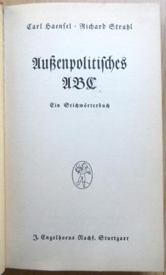 18/80/41527(9)/1 : Außenpolitisches ABC: ein Stichwörterbuch (1935)