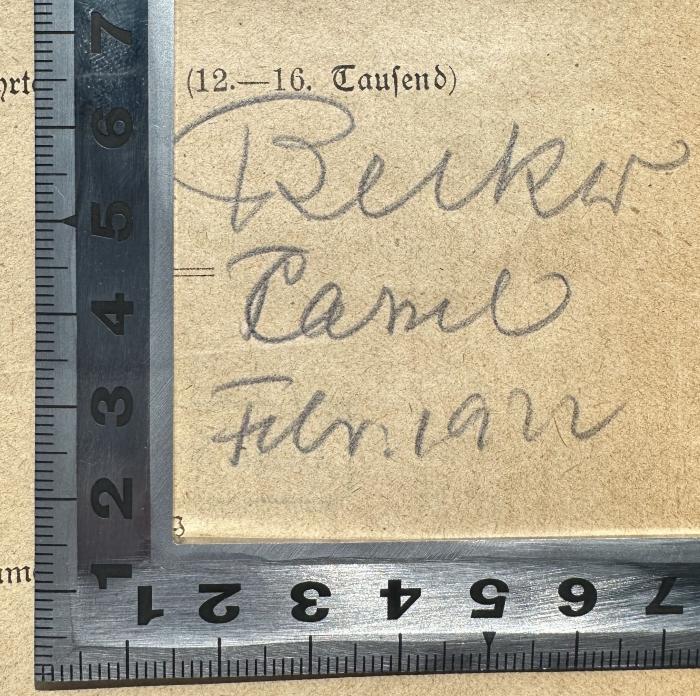 -, Von Hand: Name, Datum, Notiz; 'Becker
[XX]
Febr. 1922'