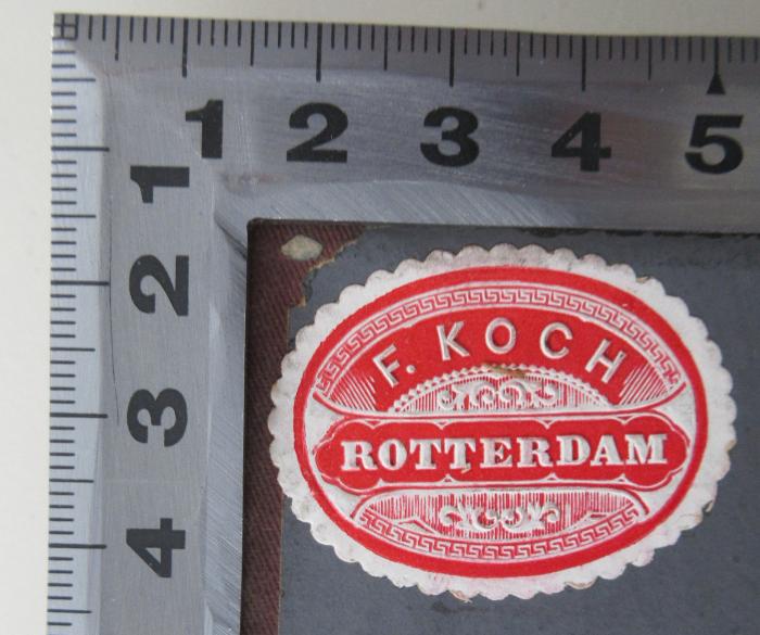 - (Koch, F. Jr.), Etikett: Exlibris; 'F. Koch Rotterdam'.  (Prototyp)
