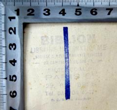 - (Biblion Librairie Internationale;Schaul, Ruth (geb. Rewald) ;Günzburg, Paul), Stempel: Berufsangabe/Titel/Branche, Ortsangabe, Name; 'Biblion Librairie Internationale 
société à responsabilité limitée au capitalite 25.000 Fr. 
Siege social
Paris 6. 25, Rue Bréa
Tel. DA[...]ON 40-77 R. C. Seine 282.815'. 