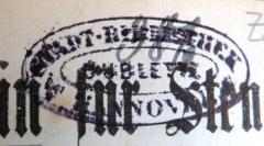 - (Stadtbibliothek Hannover), Stempel: Besitzwechsel: Doublette; 'Stadt-Bibliothek Hannover / Dublette / 381'. 