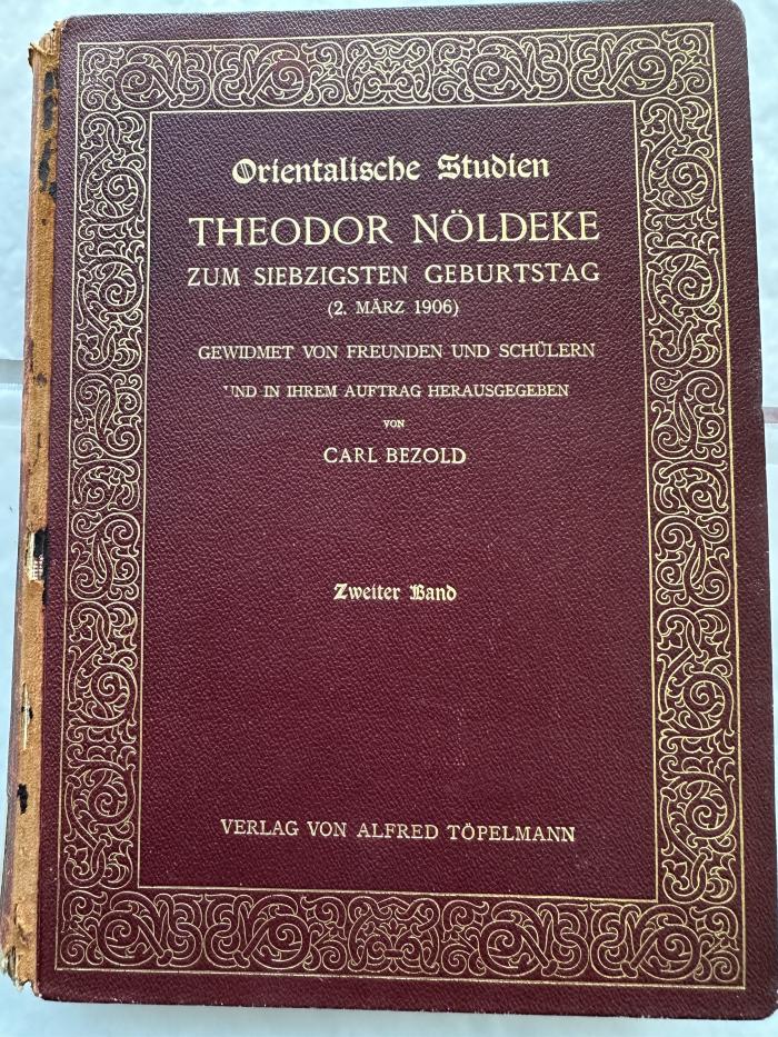 16 P 357-2 : Orientalische Studien. 2 (1906)