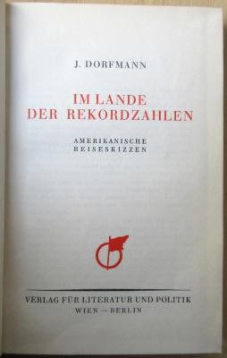 88/80/40381(0) : Im Lande der Rekordzahlen: Amerikanische Reiseskizzen
 (1927)