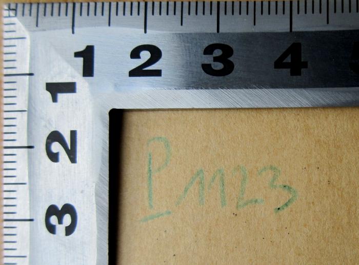-, Von Hand: Signatur; 'P 1123'