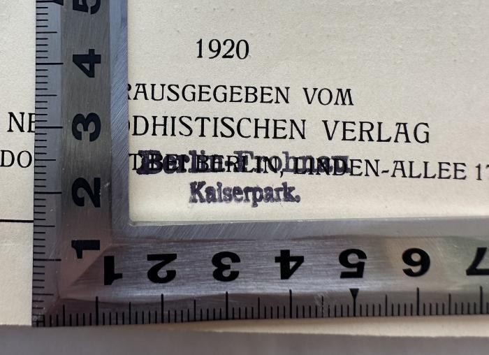 -, Stempel: Ortsangabe; 'Berlin-Frohnau
Kaiserpark.' (Prototyp)