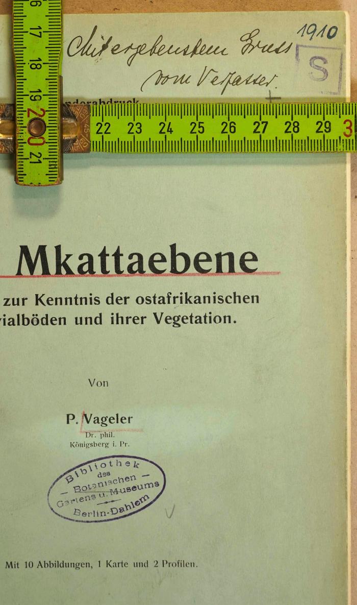 - (Vageler, Paul), Von Hand: Widmung; 'Mit ergbenstem Gruss
vom Verfasser.'. 