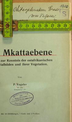 - (Vageler, Paul), Von Hand: Widmung; 'Mit ergbenstem Gruss
vom Verfasser.'. 