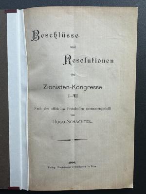 17 P 156 : Beschlüsse und Resolutionen der Zionisten-Kongresse I - VII (1906)