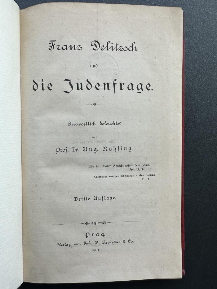 17 P 181&lt;3&gt; : Franz Delitzsch und die Judenfrage (1881)