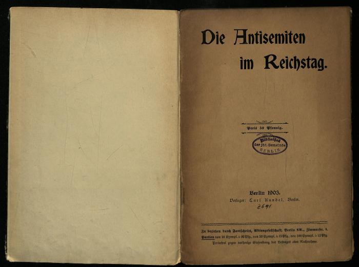 AN II 408 : Die Antisemiten im Reichstag (1903)