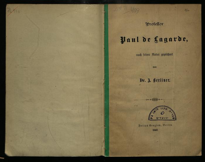 AN II 403 : Professor Paul de Lagarde nach seiner Natur gezeichnet. (1887)