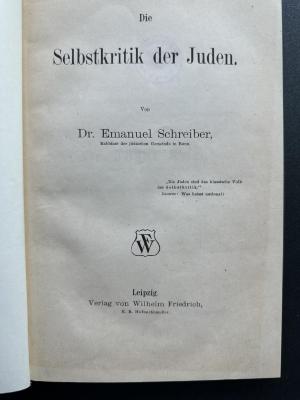 18 P 126 : Die Selbstkritik der Juden (1880)
