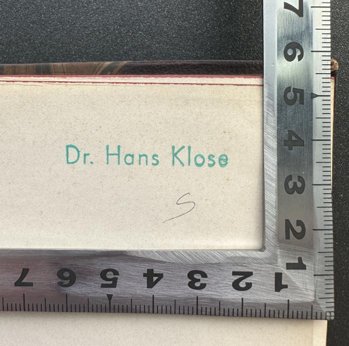 - (Dr. Hans Klose), Stempel: Name; 'Dr. Hans Klose'.  (Prototyp)