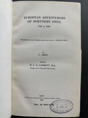 18 P 79 : European Adventurers of northern India, 1785 to 1849. (1929)