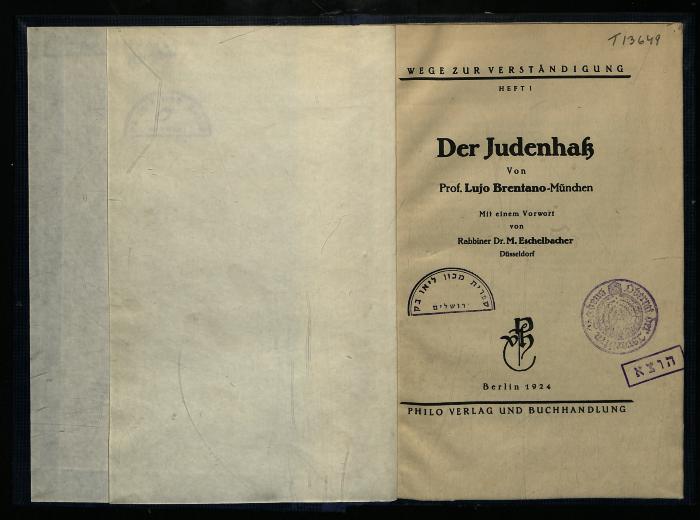 AN II 418 : Der Judenhaß. (1924)