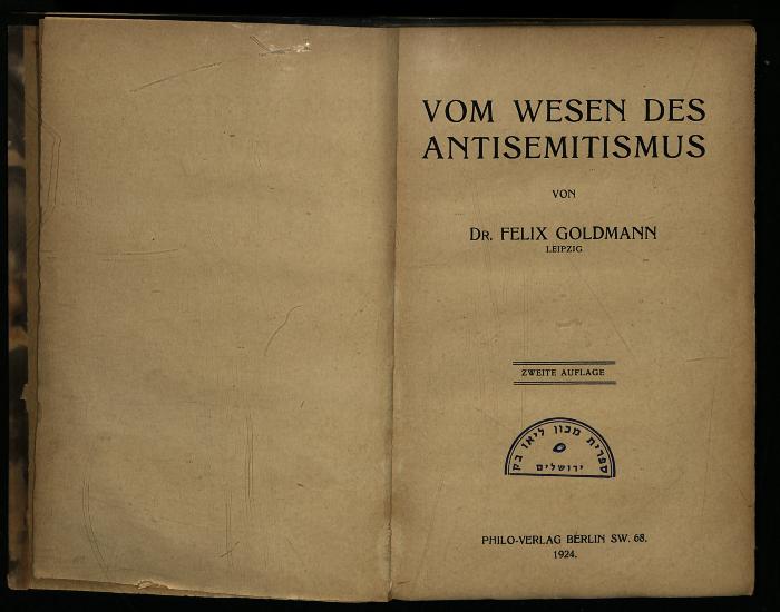 AN II 413 : Vom Wesen des Antisemitismus. (1924)