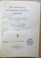 14/80/41301(6)-1 : Der Arbeitsertrag der bäuerlichen Familienwirtschaft, Bd. 1 (1929)