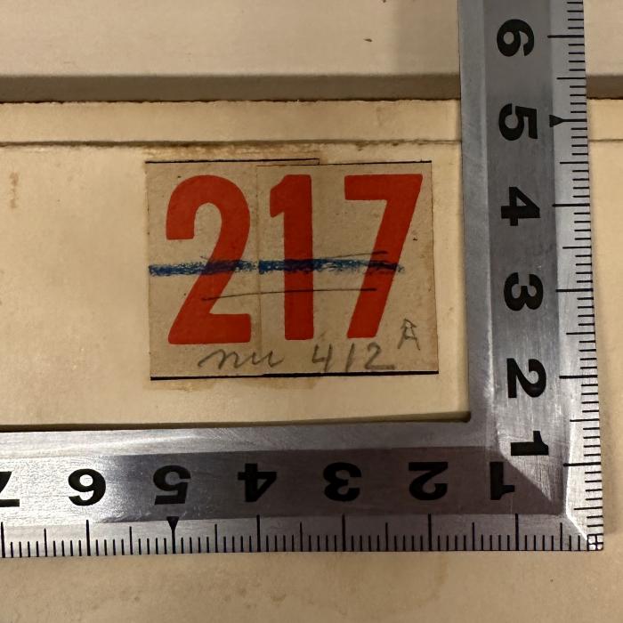 -, Etikett: Nummer; '217
nu 412'