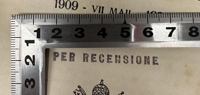 -, Stempel: Notiz; 'PER RECENSIONE' (Prototyp)