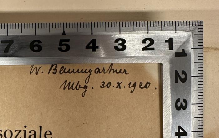 - (Baumgartner, Walter), Von Hand: Name, Ortsangabe, Datum; 'W. Baumgartner
Mbg. 30. X.1920'. 